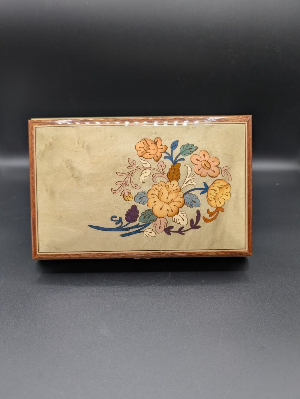 Italian Inlaid Wood Musical Jewelry Box